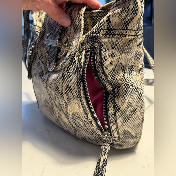 Nine West Snake Print Man Made Material Shoulder Bag, zipper and snap closure - Picture 5 of 14